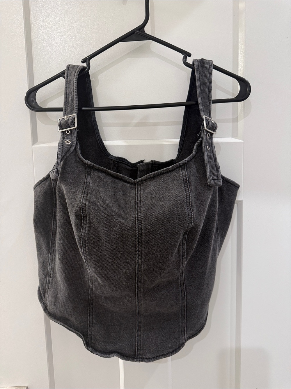 wild fable Dark Gray Denim Corset Tank with Adjustable Buckle Straps - Picture 2 of 4